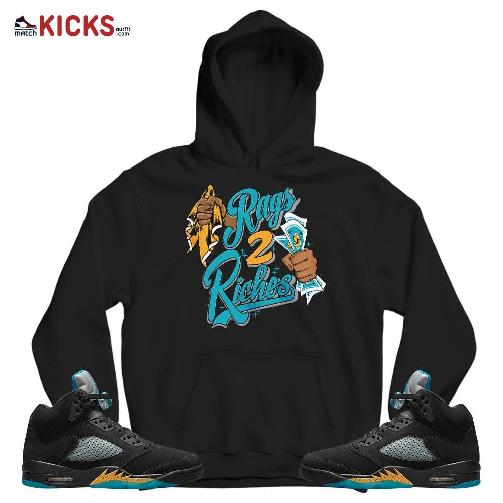 Rag 2 Riches Sneaker Shirt Match 2023 Retro Aqua 5s, Jordan 5 Aqua MKO T-Shirt Rag 2 Riches Sneaker Shirt Match 2023 Retro Aqua 5s, Jordan 5 Aqua MKO T-Shirt