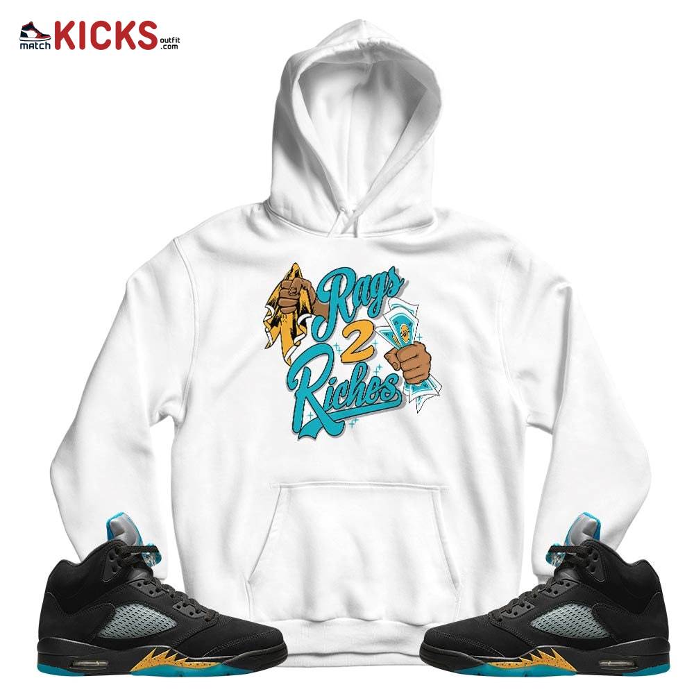Rag 2 Riches Sneaker Shirt Match 2023 Retro Aqua 5s, Jordan 5 Aqua MKO T-Shirt Rag 2 Riches Sneaker Shirt Match 2023 Retro Aqua 5s, Jordan 5 Aqua MKO T-Shirt