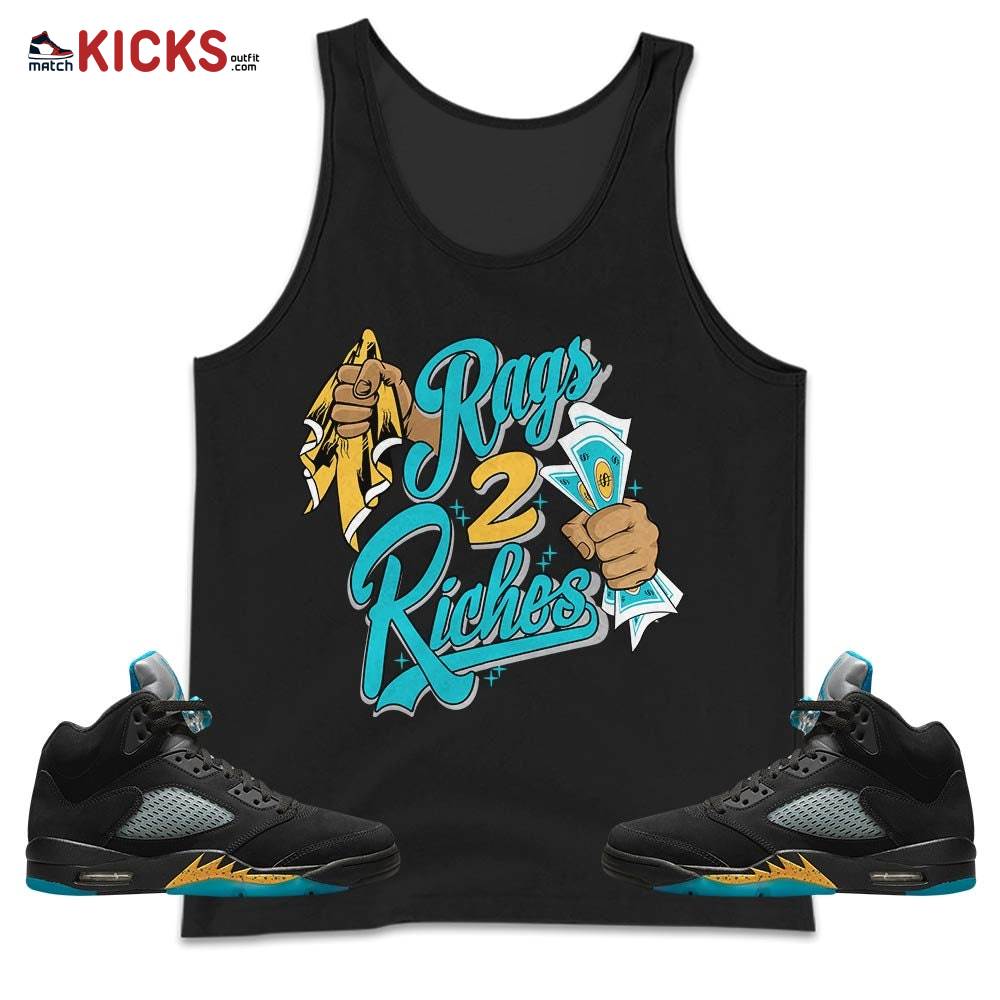 Rag 2 Riches Sneaker Shirt Match 2023 Retro Aqua 5s, Jordan 5 Aqua MKO Tank Top Rag 2 Riches Sneaker Shirt Match 2023 Retro Aqua 5s, Jordan 5 Aqua MKO Tank Top