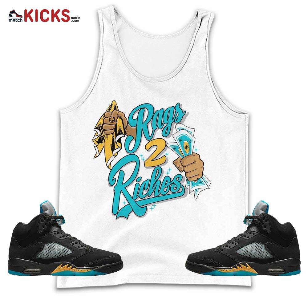 Rag 2 Riches Sneaker Shirt Match 2023 Retro Aqua 5s, Jordan 5 Aqua MKO Tank Top