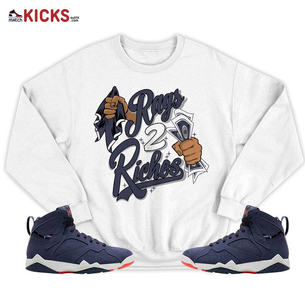 Rag 2 Riches Sneaker Shirt Match 7 Neutral Indigo, Jordan 7 Quai 54 MKO T-Shirt Rag 2 Riches Sneaker Shirt Match 7 Neutral Indigo, Jordan 7 Quai 54 MKO T-Shirt
