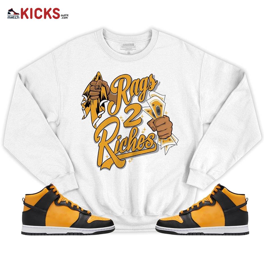 Rag 2 Riches Sneaker Shirt Match Dunk Reverse Goldenrod, Dunk High Bruce Lee MKO T-Shirt Rag 2 Riches Sneaker Shirt Match Dunk Reverse Goldenrod, Dunk High Bruce Lee MKO T-Shirt