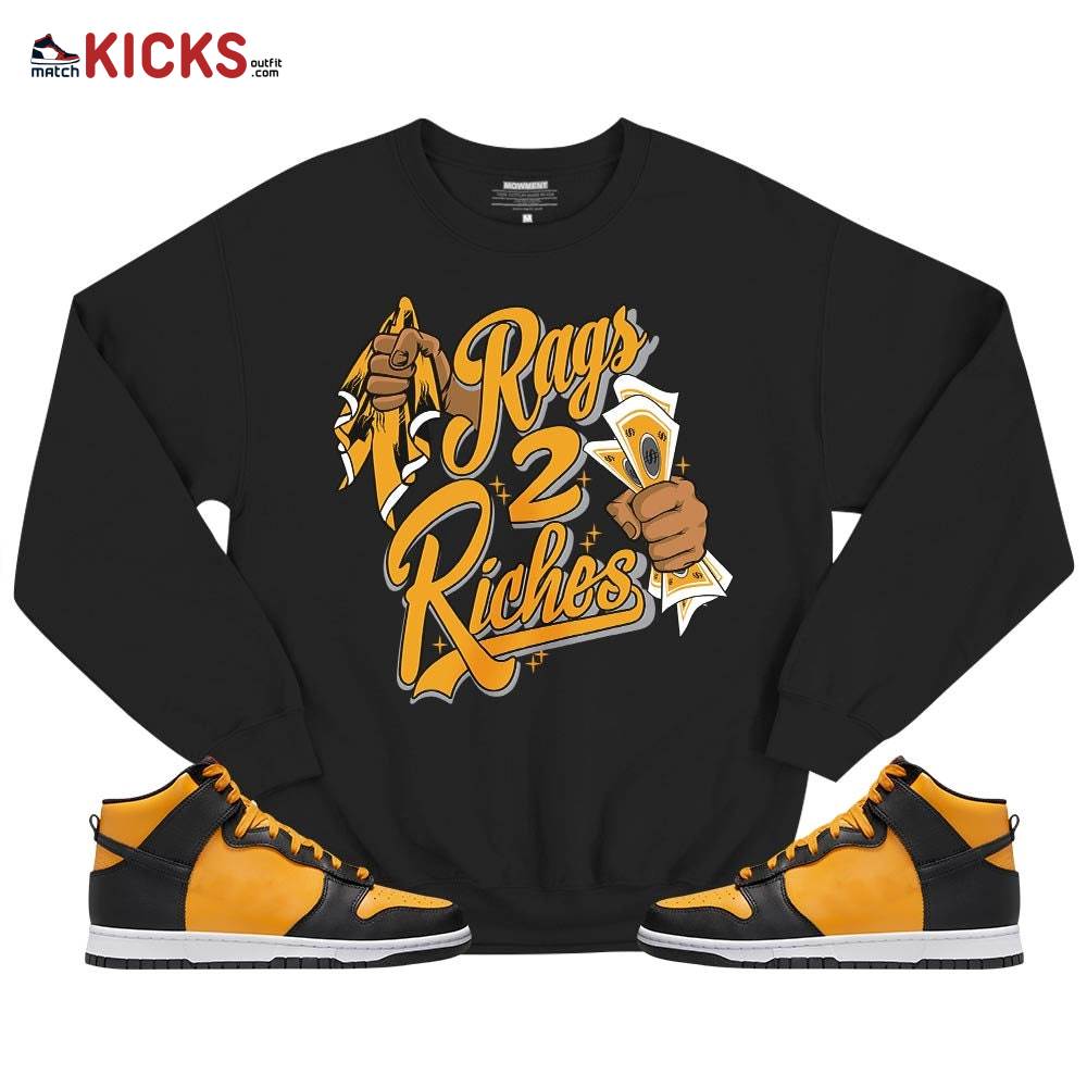 Rag 2 Riches Sneaker Shirt Match Dunk Reverse Goldenrod, Dunk High Bruce Lee MKO T-Shirt Rag 2 Riches Sneaker Shirt Match Dunk Reverse Goldenrod, Dunk High Bruce Lee MKO T-Shirt