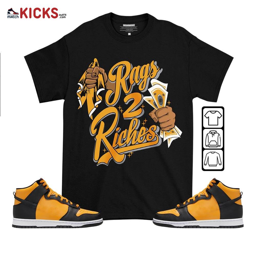 Rag 2 Riches Sneaker Shirt Match Dunk Reverse Goldenrod, Dunk High Bruce Lee MKO T-Shirt Rag 2 Riches Sneaker Shirt Match Dunk Reverse Goldenrod, Dunk High Bruce Lee MKO T-Shirt