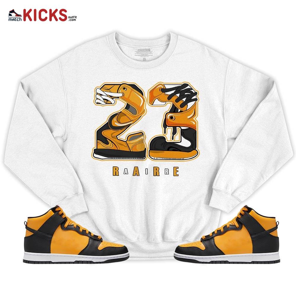 Rare Air 23 Sneaker Shirt Match Dunk Reverse Goldenrod, Dunk High Bruce Lee MKO T-Shirt Rare Air 23 Sneaker Shirt Match Dunk Reverse Goldenrod, Dunk High Bruce Lee MKO T-Shirt