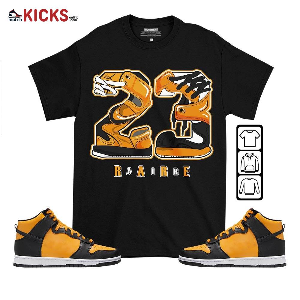Rare Air 23 Sneaker Shirt Match Dunk Reverse Goldenrod, Dunk High Bruce Lee MKO T-Shirt