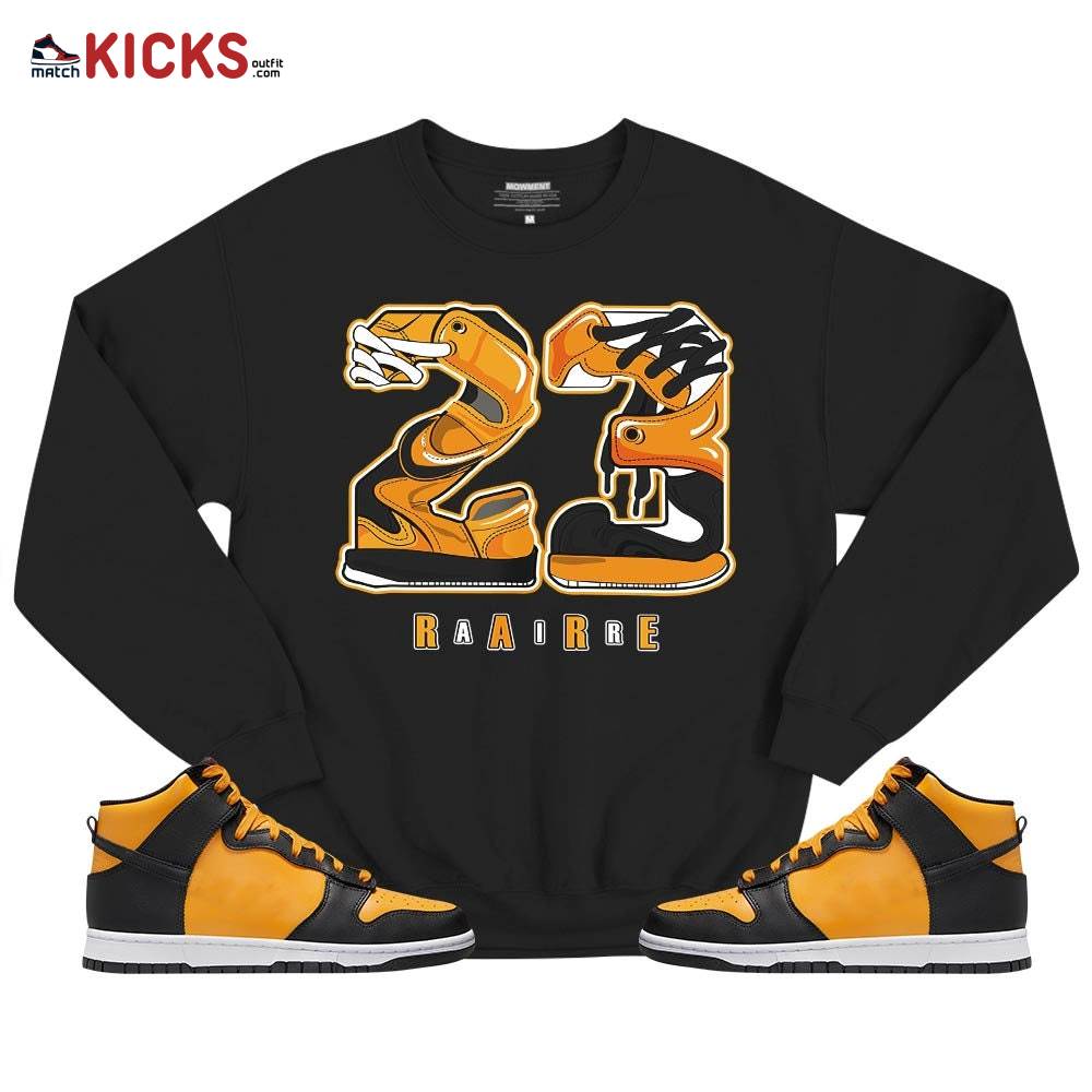 Rare Air 23 Sneaker Shirt Match Dunk Reverse Goldenrod, Dunk High Bruce Lee MKO T-Shirt Rare Air 23 Sneaker Shirt Match Dunk Reverse Goldenrod, Dunk High Bruce Lee MKO T-Shirt