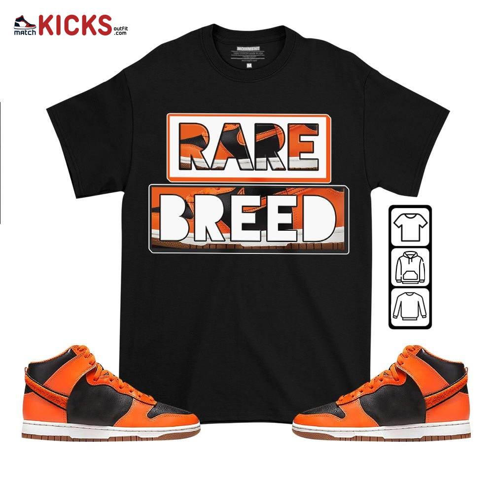 Rare Breed Sneaker Shirt Match Dunk Black Orange, Dunk High GS Safety Orange MKO T-Shirt