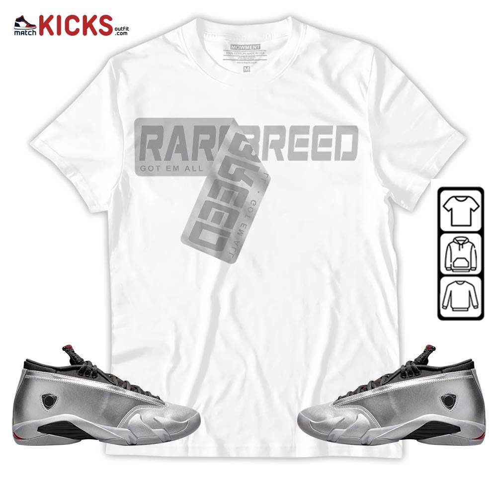 Rare Breed Sticker Sneaker Shirt Match 14 Low Metallic Silver, Jordan 14 Metallic Silver MKO T-Shirt