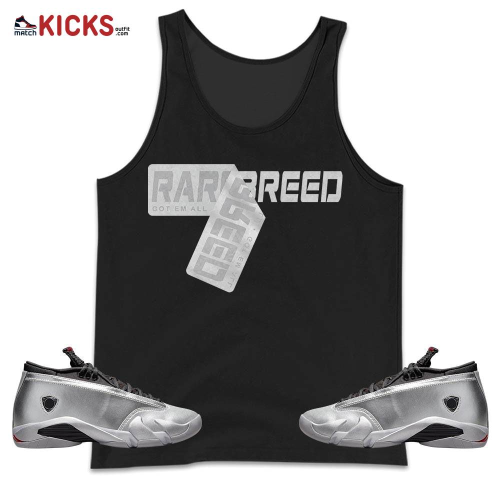 Rare Breed Sticker Sneaker Shirt Match 14 Low Metallic Silver, Jordan 14 Metallic Silver MKO Tank Top