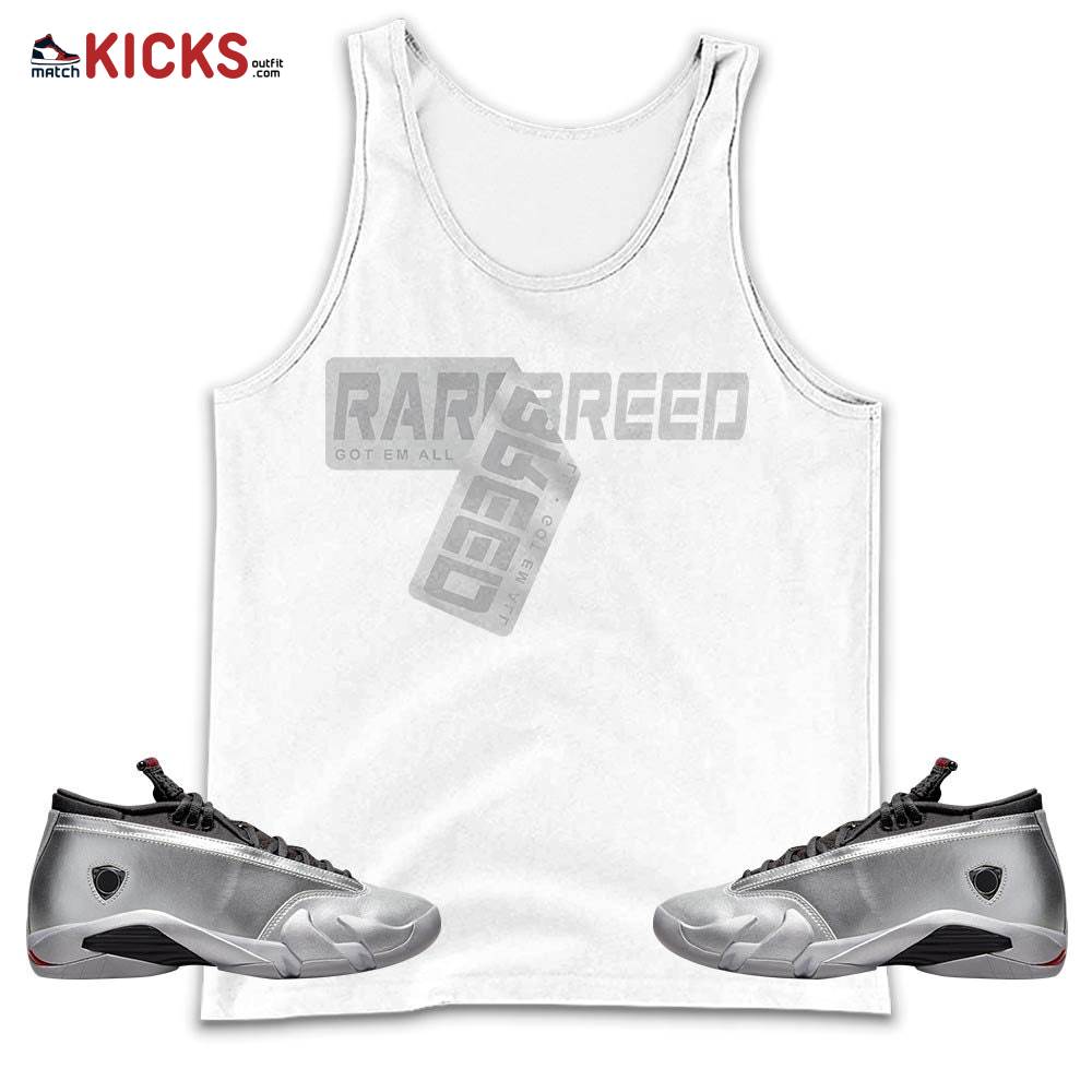 Rare Breed Sticker Sneaker Shirt Match 14 Low Metallic Silver, Jordan 14 Metallic Silver MKO Tank Top