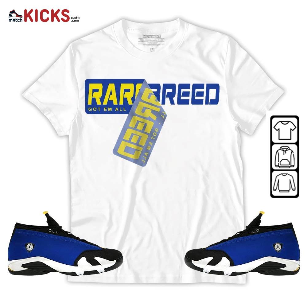 Rare Breed Sticker Sneaker Shirt Match 2023 Blue Laney 14s, Jordan 14 Laney MKO T-Shirt