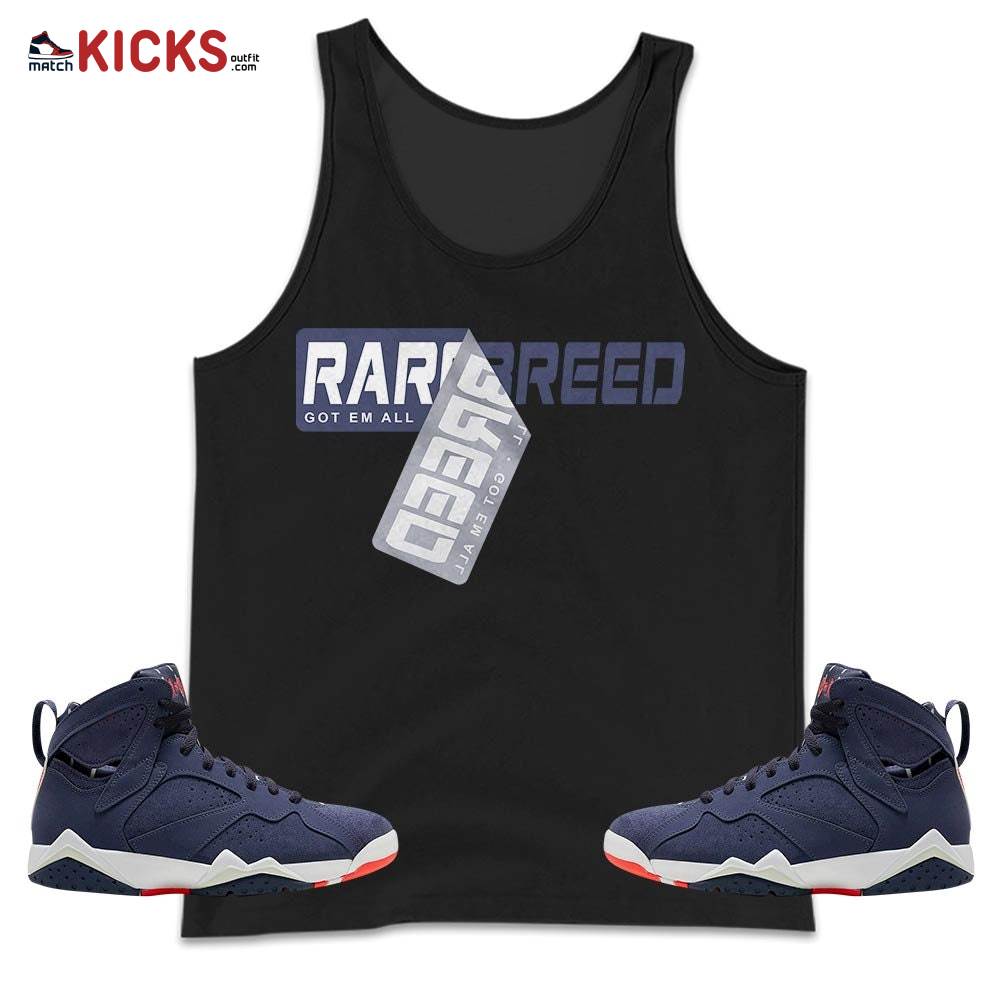 Rare Breed Sticker Sneaker Shirt Match 7 Neutral Indigo, Jordan 7 Quai 54 MKO Tank Top
