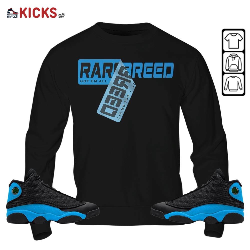 Rare Breed Sticker Sneaker Shirt Match Black University Blue 13s, Jordan 13 Black University Blue 2022 MKO Hoodie Rare Breed Sticker Sneaker Shirt Match Black University Blue 13s, Jordan 13 Black University Blue 2022 MKO Hoodie