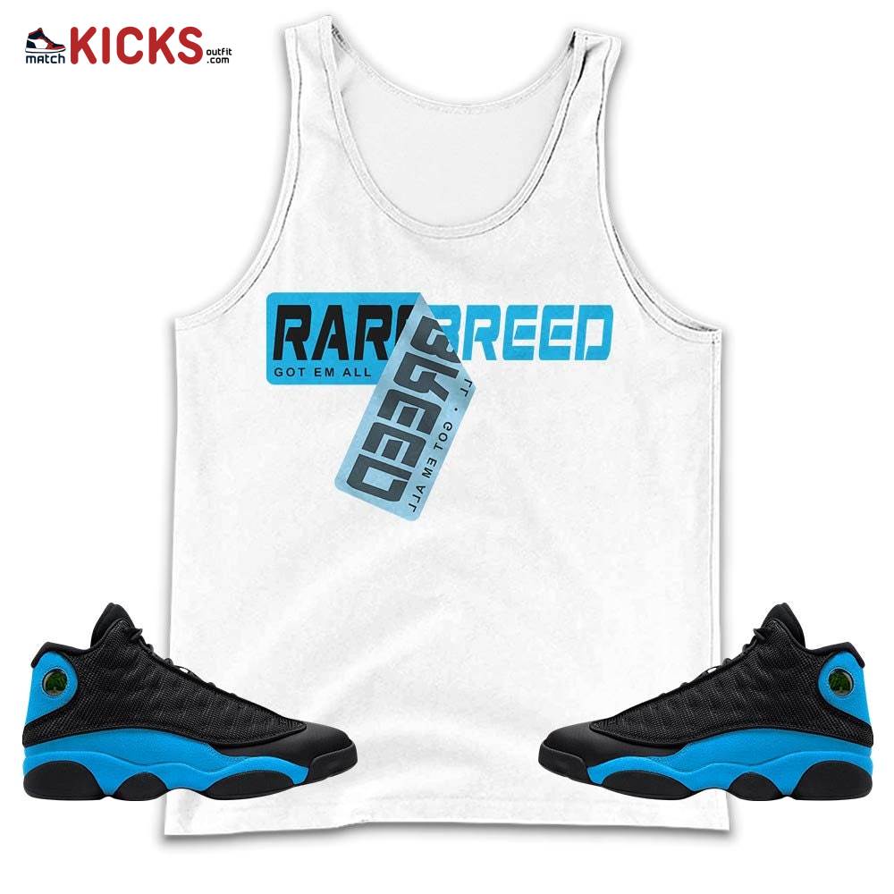 Rare Breed Sticker Sneaker Shirt Match Black University Blue 13s, Jordan 13 Black University Blue 2022 MKO Tank Top