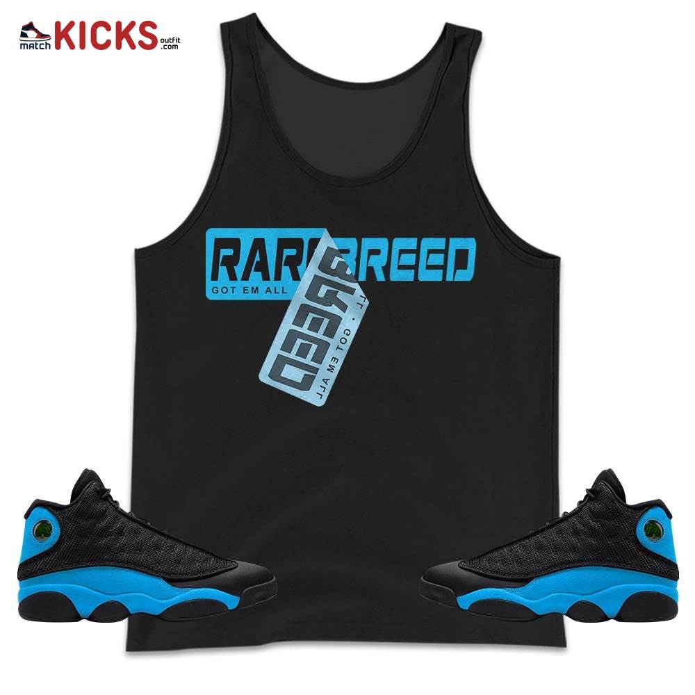 Rare Breed Sticker Sneaker Shirt Match Black University Blue 13s, Jordan 13 Black University Blue 2022 MKO Tank Top
