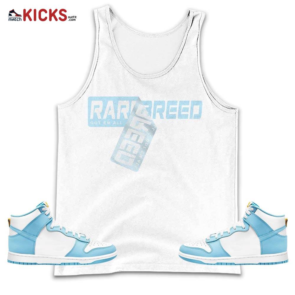 Rare Breed Sticker Sneaker Shirt Match Dunk High Blue Chill, Dunk High Homer Simpson MKO Tank Top Rare Breed Sticker Sneaker Shirt Match Dunk High Blue Chill, Dunk High Homer Simpson MKO Tank Top