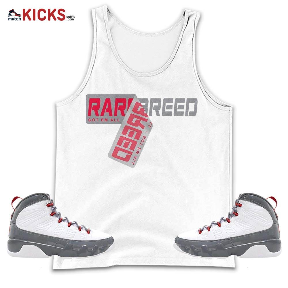 Rare Breed Sticker Sneaker Shirt Match Grey Fire Red 9s, Jordan 9 Retro Fire Red MKO Tank Top