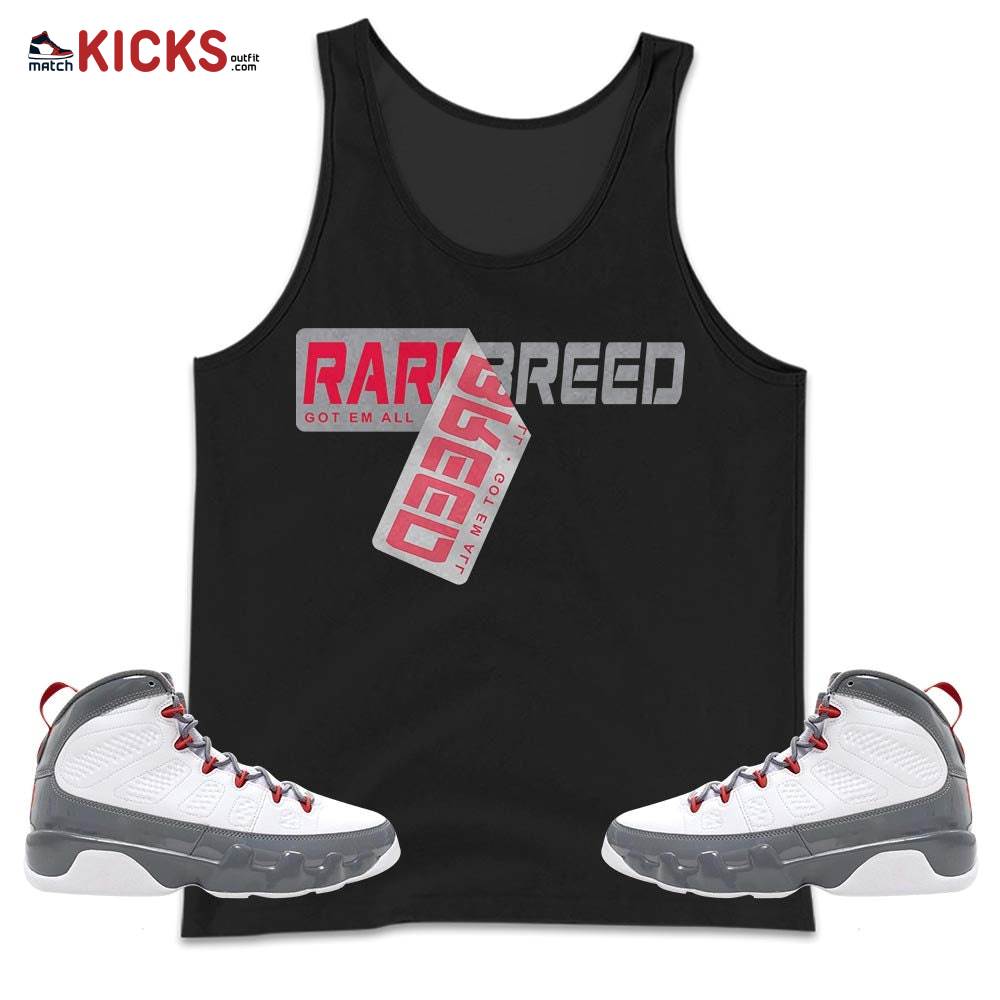 Rare Breed Sticker Sneaker Shirt Match Grey Fire Red 9s, Jordan 9 Retro Fire Red MKO Tank Top