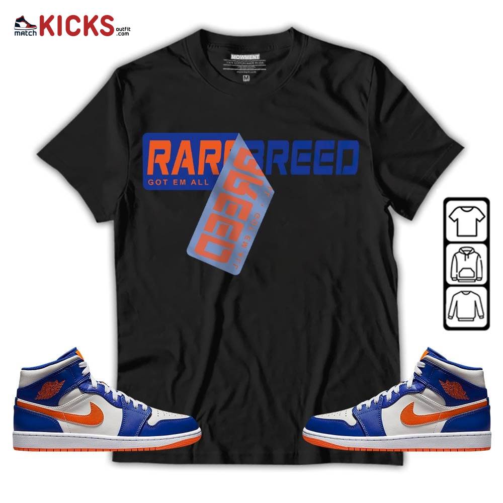 Rare Breed Sticker Sneaker Shirt Match Mid Knicks 1s, Jordan 1 Mid Knicks MKO T-Shirt
