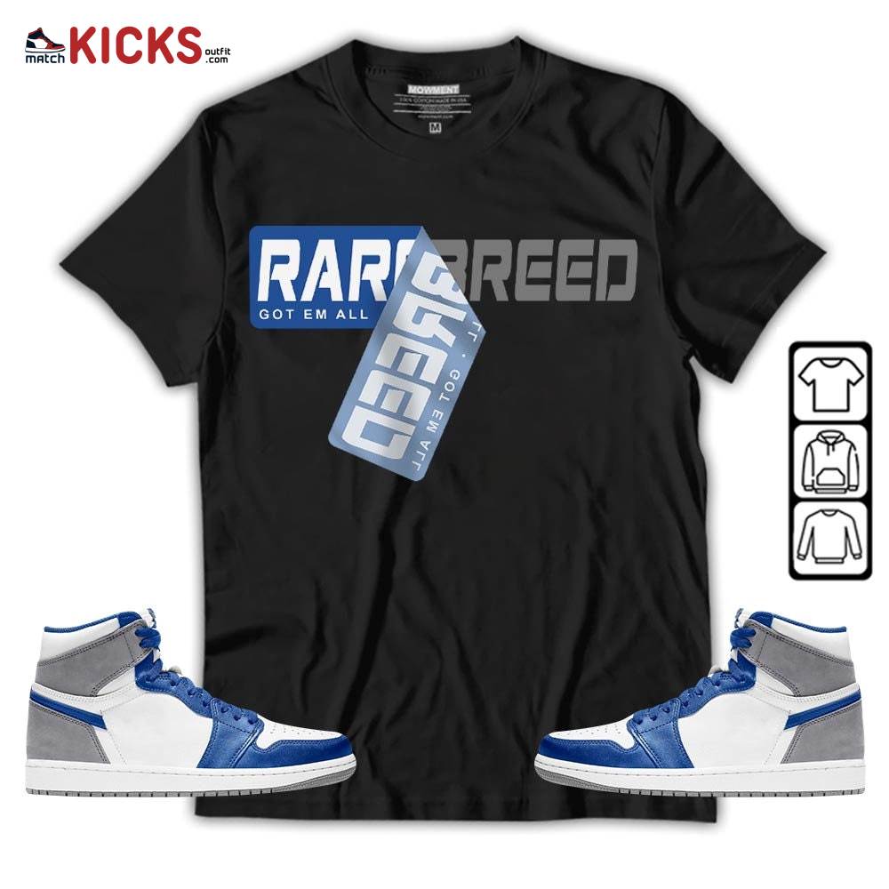 Rare Breed Sticker Sneaker Shirt Match True Blue 1s, Jordan 1 High OG True Blue MKO T-Shirt