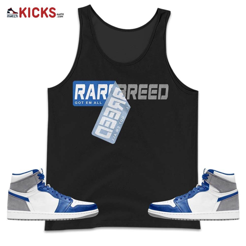 Rare Breed Sticker Sneaker Shirt Match True Blue 1s, Jordan 1 High OG True Blue MKO Tank Top