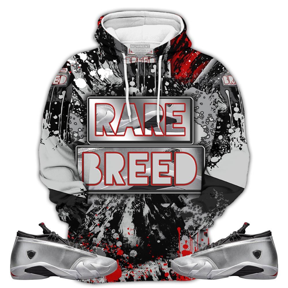 Rb01Hd Rare Breed Sneaker Shirt Match 14 Low Metallic Silver, Jordan 14 Metallic Silver Hoodie Sweatshirt Tee All Over Print MKO Shirt