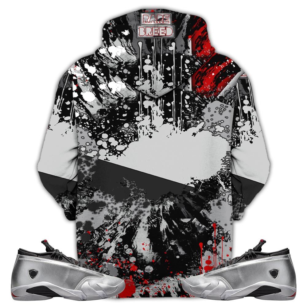 Rb01Hd Rare Breed Sneaker Shirt Match 14 Low Metallic Silver, Jordan 14 Metallic Silver Hoodie Sweatshirt Tee All Over Print MKO Shirt