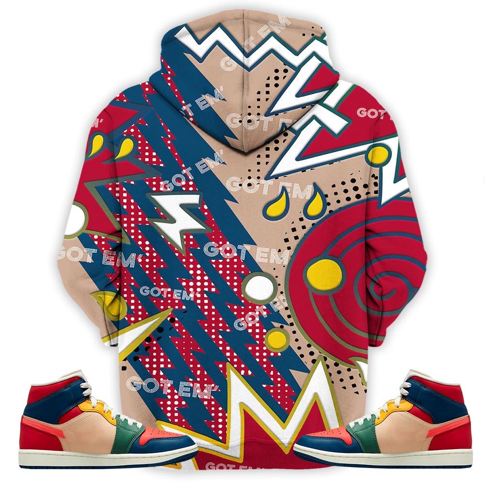 Retro Vintage 90S Sneaker Shirt Match Multi Color 2022 1S, Jordan 1 Mid Multi Color 2022 Hoodie Sweatshirt Tee All Over Print MKO Shirt