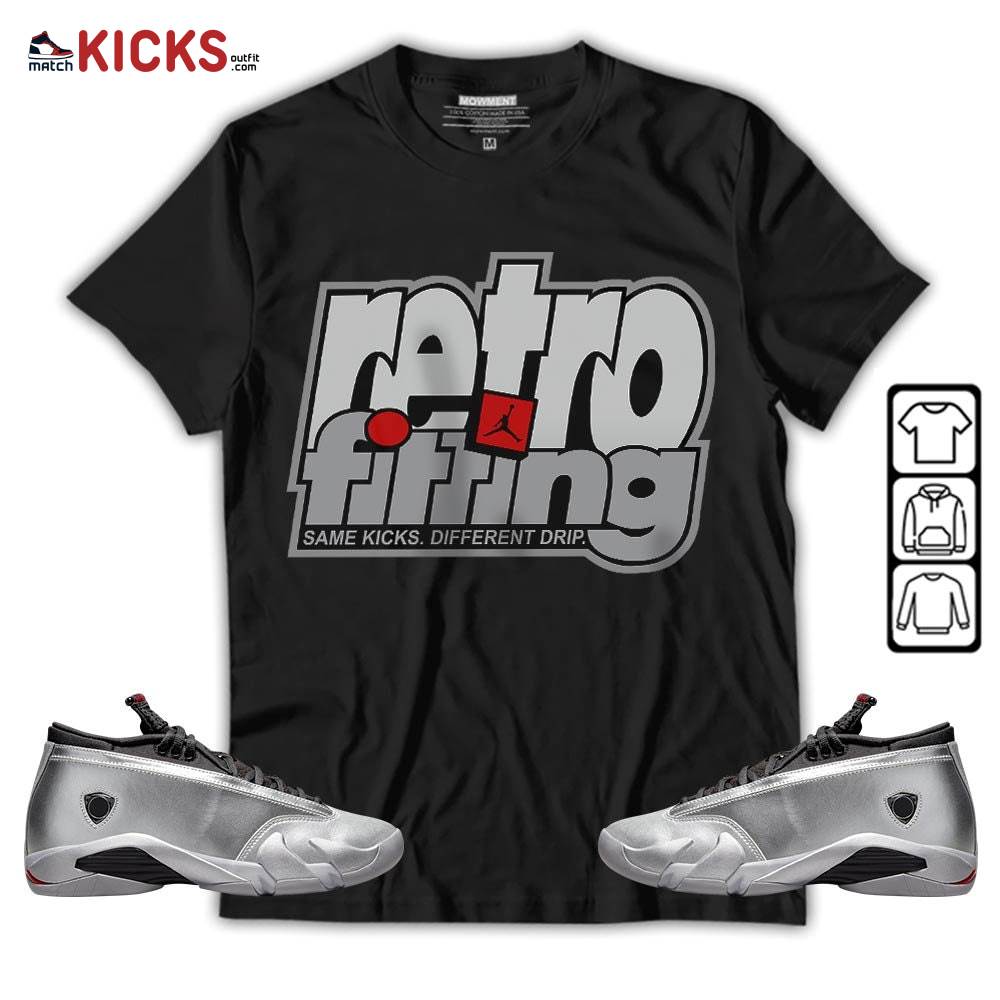 Retrofitting Got Em Sneaker Shirt Match 14 Low Metallic Silver, Jordan 14 Metallic Silver MKO T-Shirt