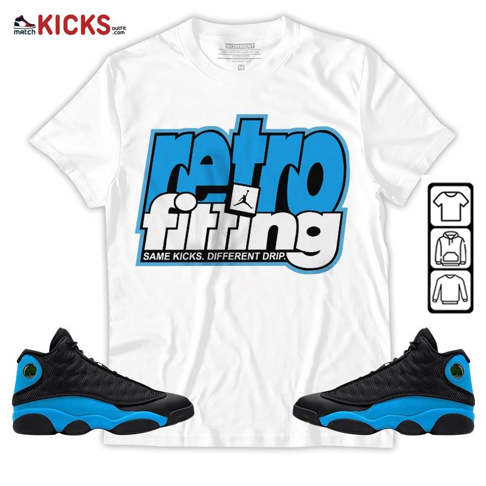 Retrofitting Got Em Sneaker Shirt Match Black University Blue 13s, Jordan 13 Black University Blue 2022 MKO T-Shirt