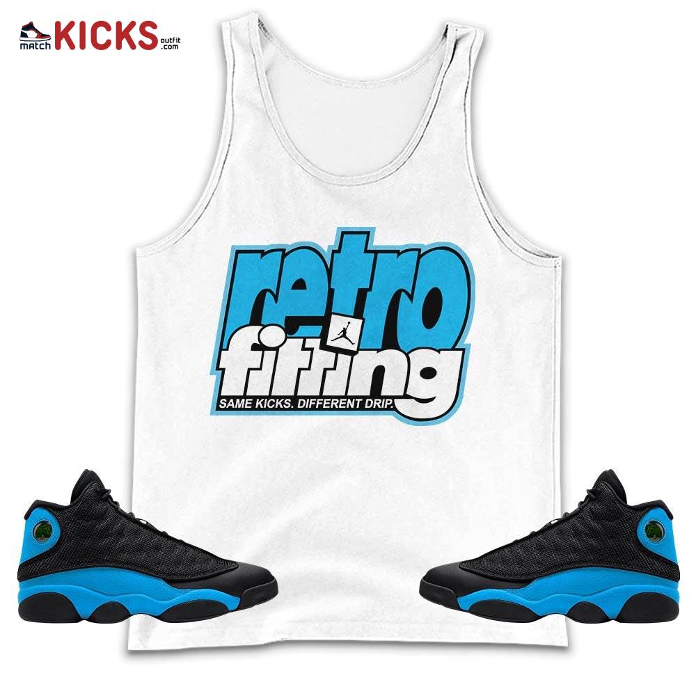 Retrofitting Got Em Sneaker Shirt Match Black University Blue 13s, Jordan 13 Black University Blue 2022 MKO Tank Top