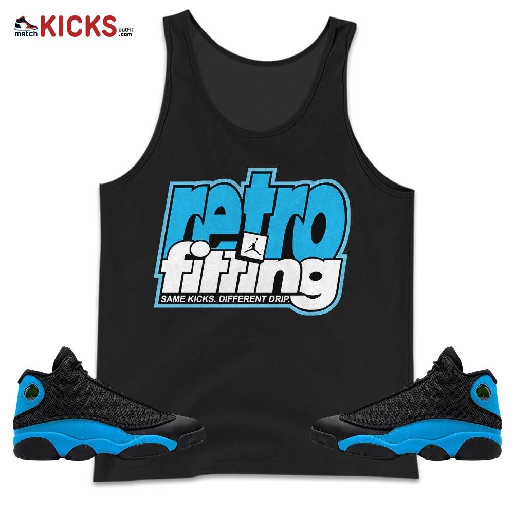 Retrofitting Got Em Sneaker Shirt Match Black University Blue 13s, Jordan 13 Black University Blue 2022 MKO Tank Top