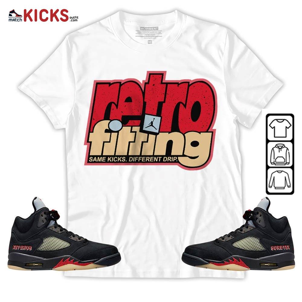 Retrofitting Got Em Sneaker Shirt Match Gore-Tex 5s, Jordan 5 GORE-TEX Off Noir MKO T-Shirt