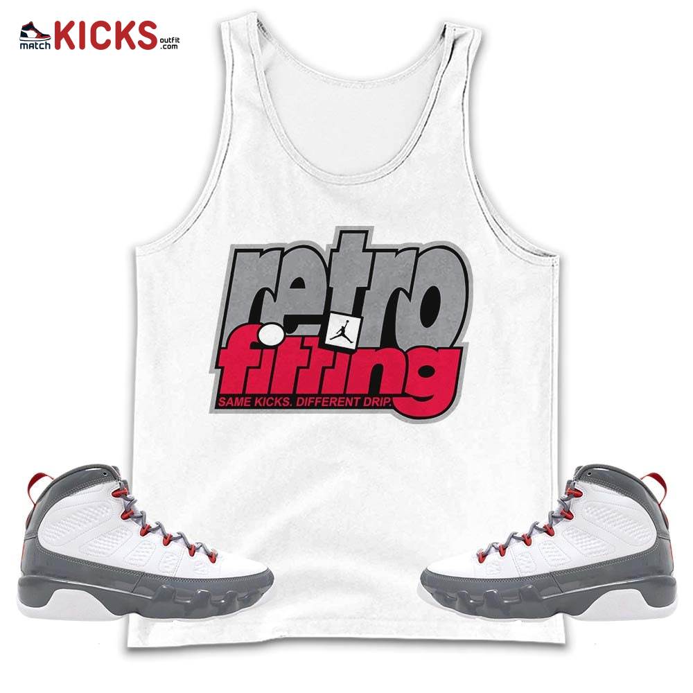 Retrofitting Got Em Sneaker Shirt Match Grey Fire Red 9s, Jordan 9 Retro Fire Red MKO Tank Top