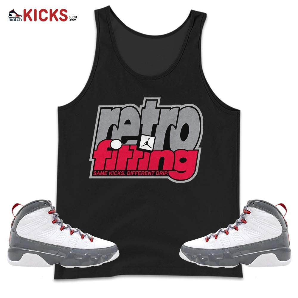 Retrofitting Got Em Sneaker Shirt Match Grey Fire Red 9s, Jordan 9 Retro Fire Red MKO Tank Top