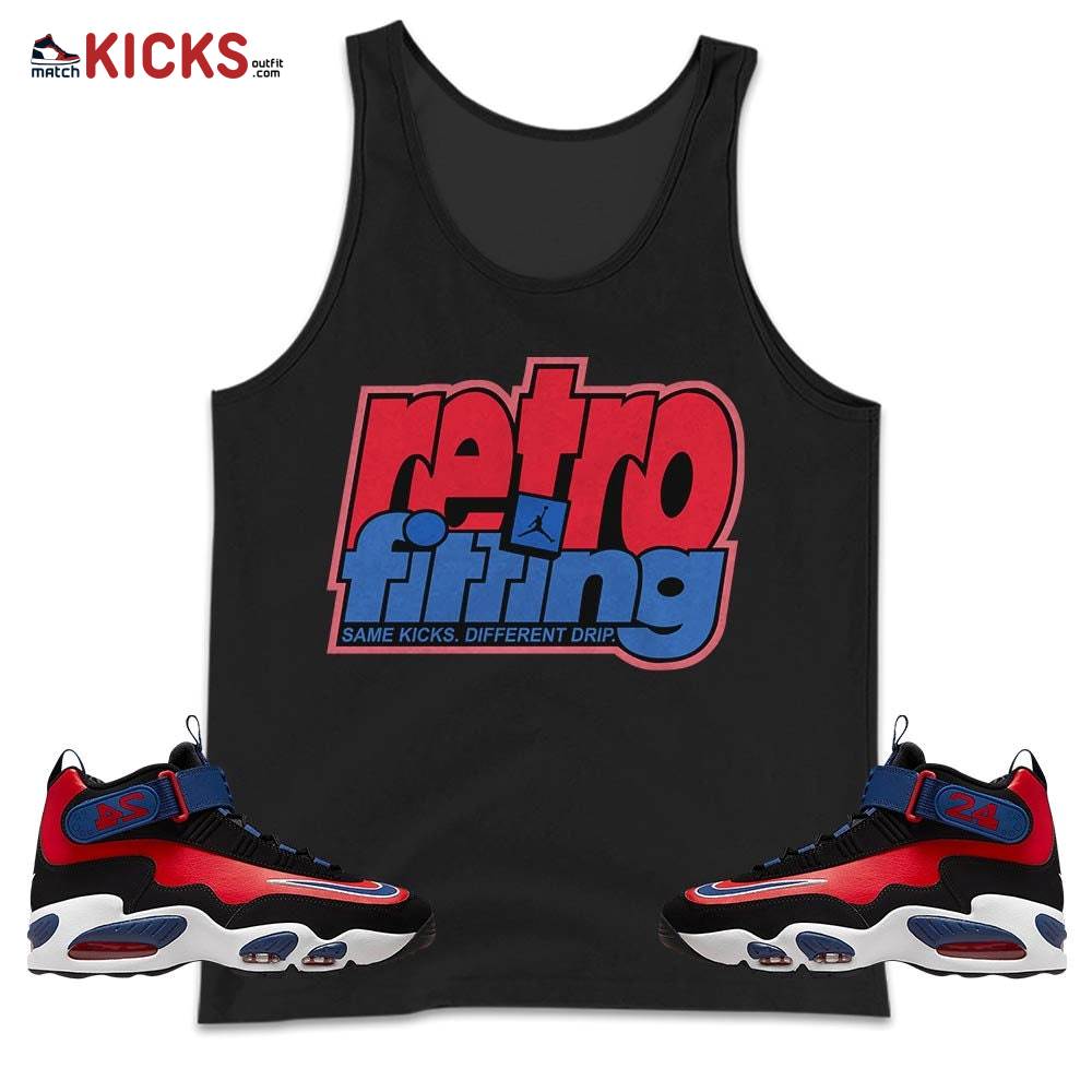 Retrofitting Got Em Sneaker Shirt Match Max 1 Navy Red Black, Air Griffey Max 1 Black Red Navy Blue MKO Tank Top