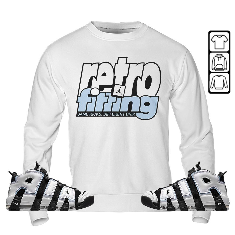 Retrofitting Got Em Sneaker Shirt Match Uptempo Cobalt Bliss, Air More Uptempo Cobalt Bliss MKO Sweatshirt