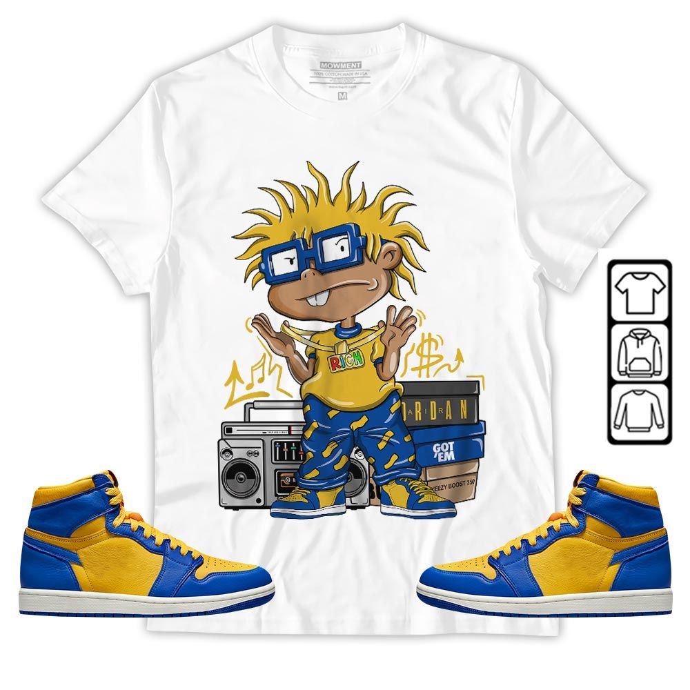 Rich Cartoon 90s Sneaker Shirt Match 2023 Laney 1s, Jordan 1 Retro High Laney MKO T-Shirt Rich Cartoon 90s Sneaker Shirt Match 2023 Laney 1s, Jordan 1 Retro High Laney MKO T-Shirt
