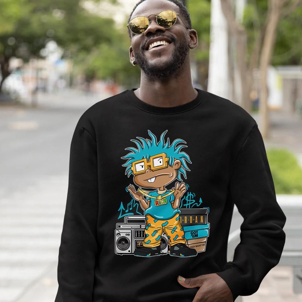 Rich Cartoon 90s Sneaker Shirt Match 2023 Retro Aqua 5s, Jordan 5 Aqua MKO T-Shirt Rich Cartoon 90s Sneaker Shirt Match 2023 Retro Aqua 5s, Jordan 5 Aqua MKO T-Shirt