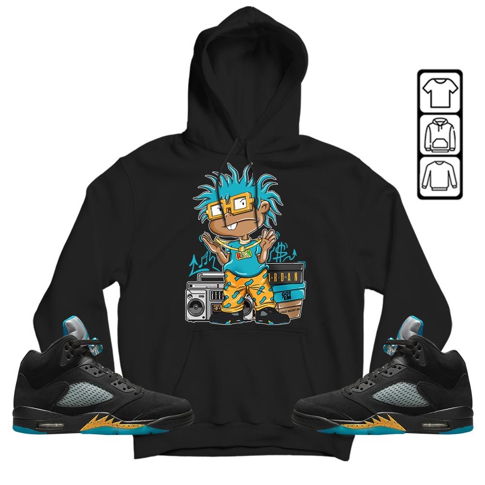 Rich Cartoon 90s Sneaker Shirt Match 2023 Retro Aqua 5s, Jordan 5 Aqua MKO T-Shirt Rich Cartoon 90s Sneaker Shirt Match 2023 Retro Aqua 5s, Jordan 5 Aqua MKO T-Shirt