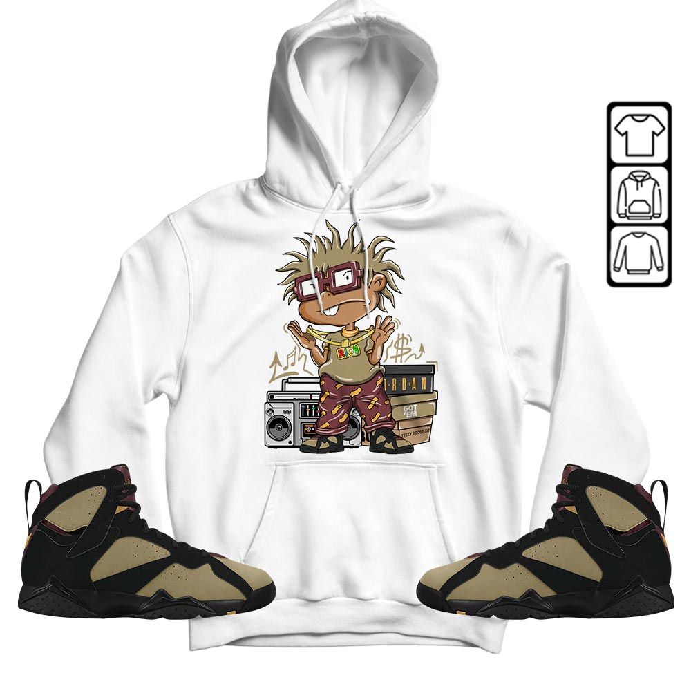 Rich Cartoon 90s Sneaker Shirt Match Black Cherrywood 7s, Jordan 7 Black Olive MKO T-Shirt