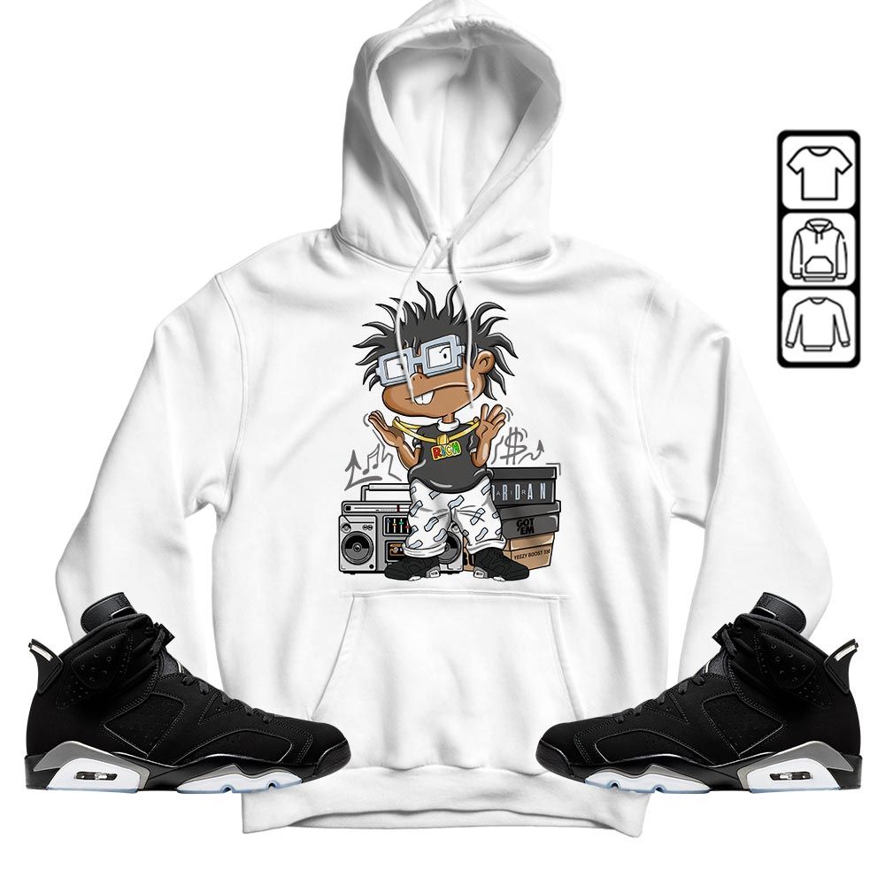 Rich Cartoon 90s Sneaker Shirt Match Black Chrome 6s, Jordan 6 Black Chrome MKO T-Shirt