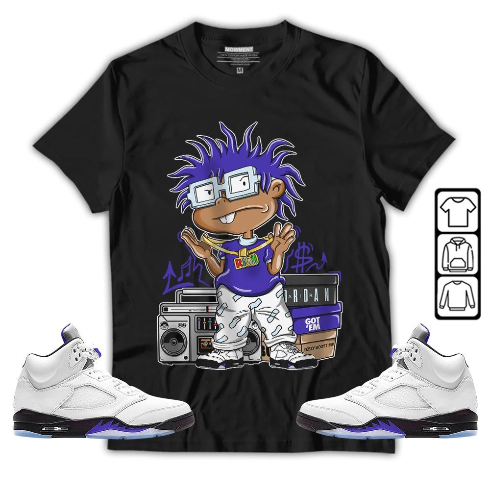 Rich Cartoon 90s Sneaker Shirt Match Concord 5s, Jordan 5 Retro Concord MKO T-Shirt Rich Cartoon 90s Sneaker Shirt Match Concord 5s, Jordan 5 Retro Concord MKO T-Shirt