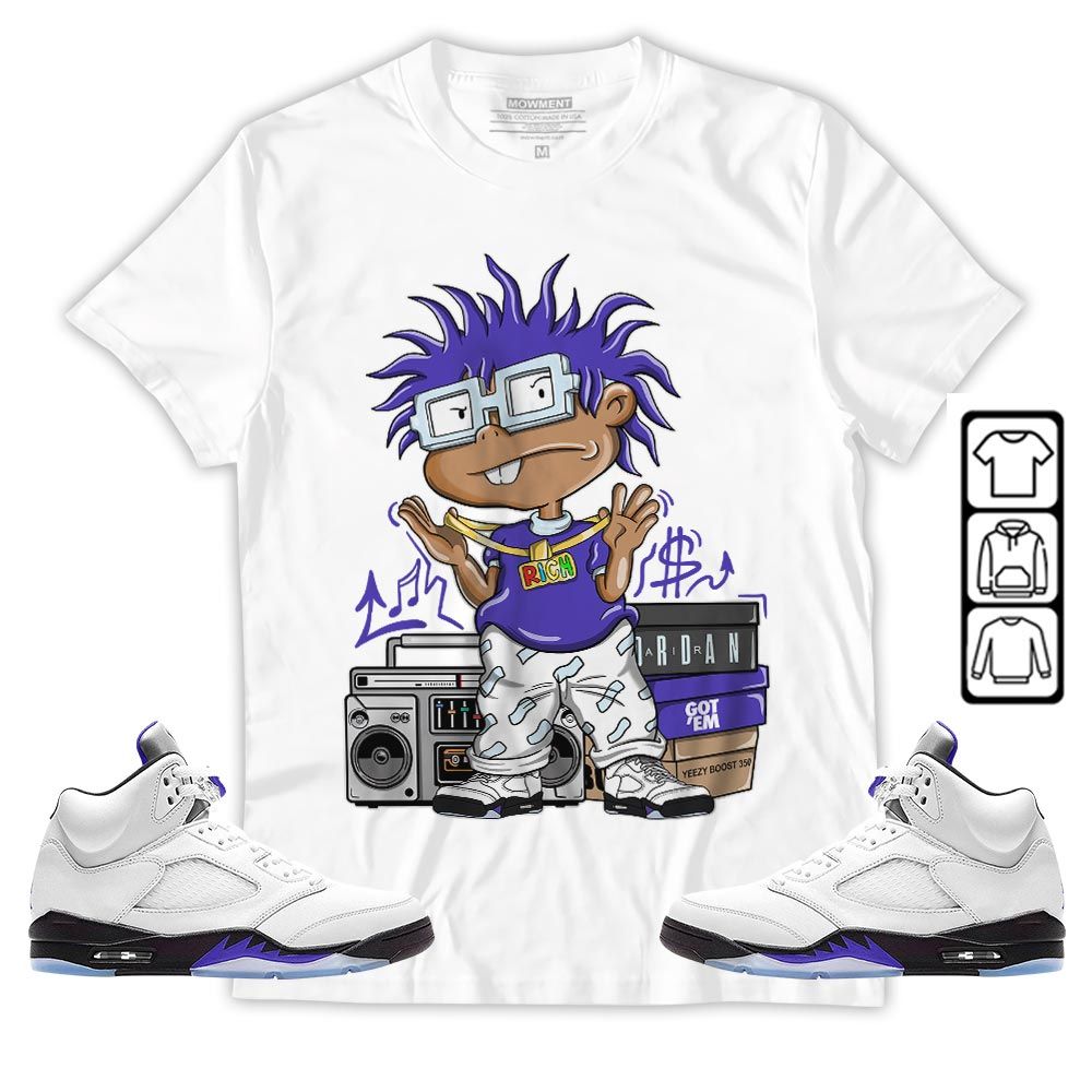 Rich Cartoon 90s Sneaker Shirt Match Concord 5s, Jordan 5 Retro Concord MKO T-Shirt Rich Cartoon 90s Sneaker Shirt Match Concord 5s, Jordan 5 Retro Concord MKO T-Shirt