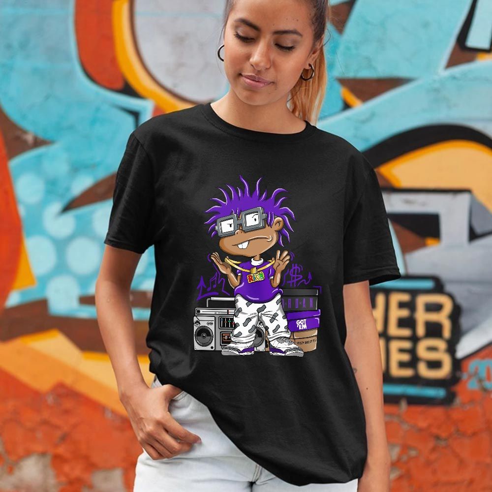 Rich Cartoon 90s Sneaker Shirt Match Dark Iris 3s, Jordan 3 Retro Dark Iris MKO T-Shirt Rich Cartoon 90s Sneaker Shirt Match Dark Iris 3s, Jordan 3 Retro Dark Iris MKO T-Shirt