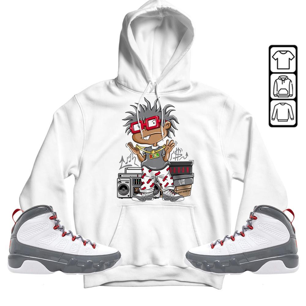 Rich Cartoon 90s Sneaker Shirt Match Fire Red 9s, Jordan 9 Retro Fire Red MKO T-Shirt