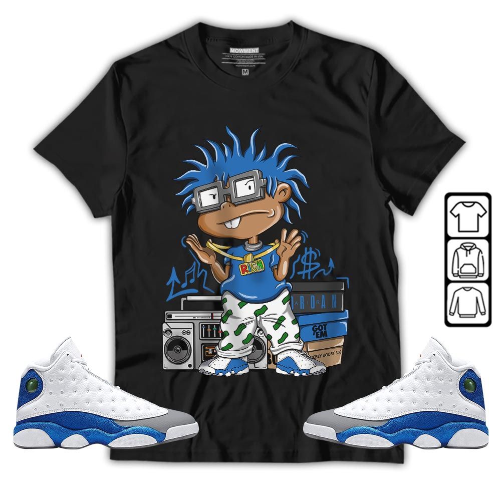Rich Cartoon 90s Sneaker Shirt Match French Blue 13s, Jordan 13 French Blue MKO T-Shirt