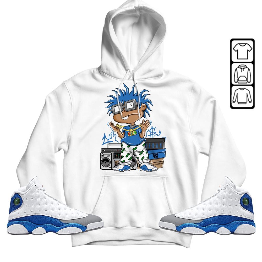 Rich Cartoon 90s Sneaker Shirt Match French Blue 13s, Jordan 13 French Blue MKO T-Shirt