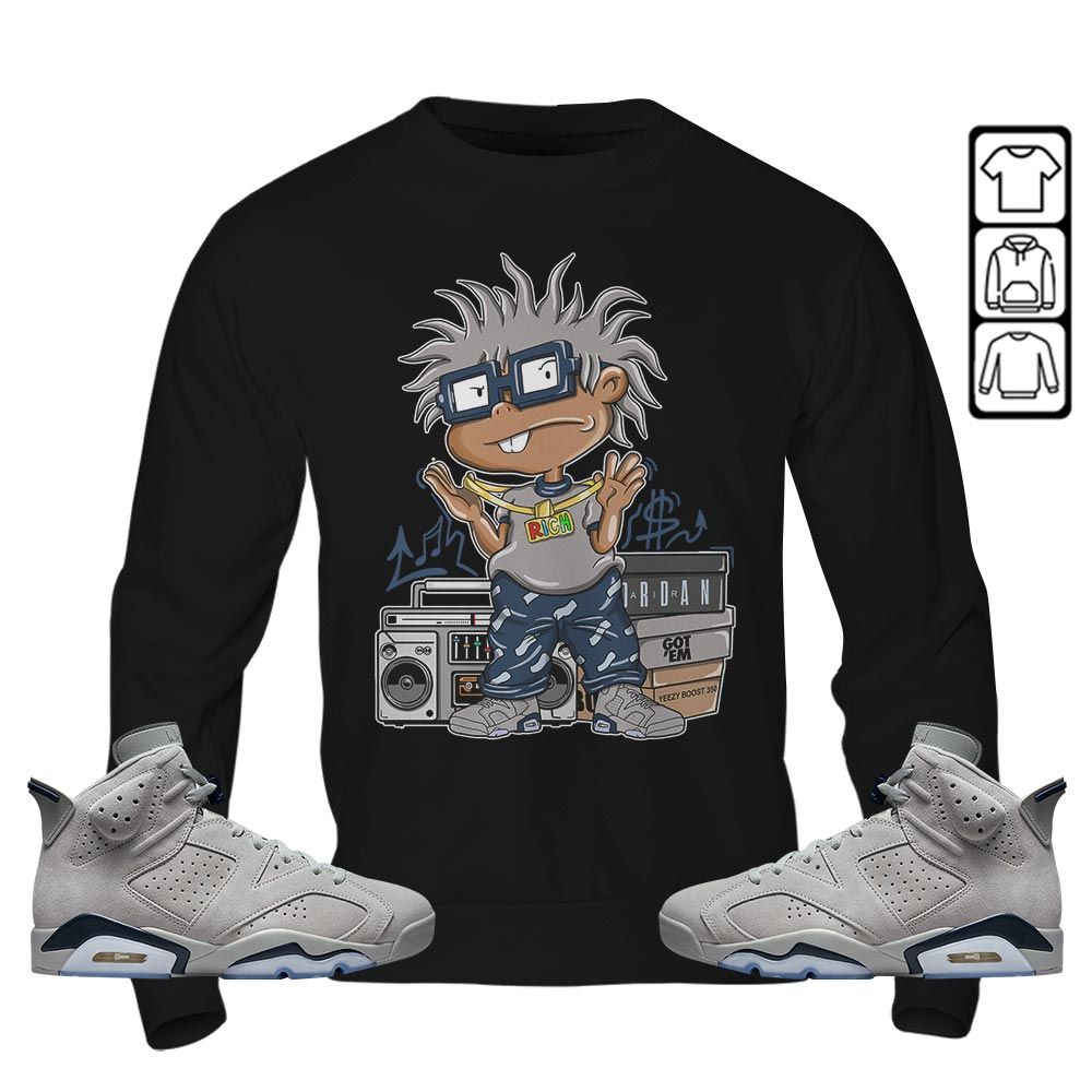 Rich Cartoon 90s Sneaker Shirt Match Georgetown 6s, Jordan 6 Retro Georgetown MKO T-Shirt Rich Cartoon 90s Sneaker Shirt Match Georgetown 6s, Jordan 6 Retro Georgetown MKO T-Shirt